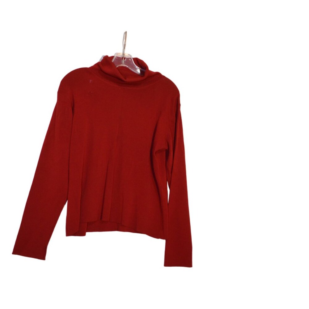CLAUDIA D. (R) Rayon Nylon Red Sweater Cowl-Neck Long Sleeves Knit Pull-Over XL